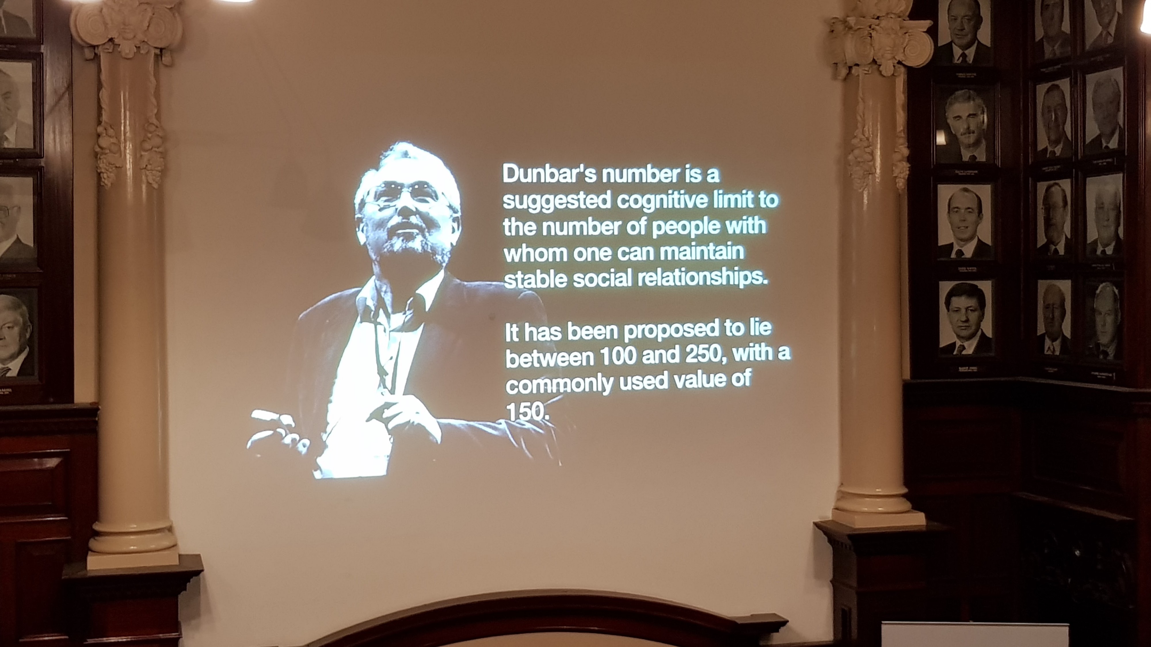 Dunbar’s number is a suggested cognitive limit to the number of people with whom one can maintain stable social relationships