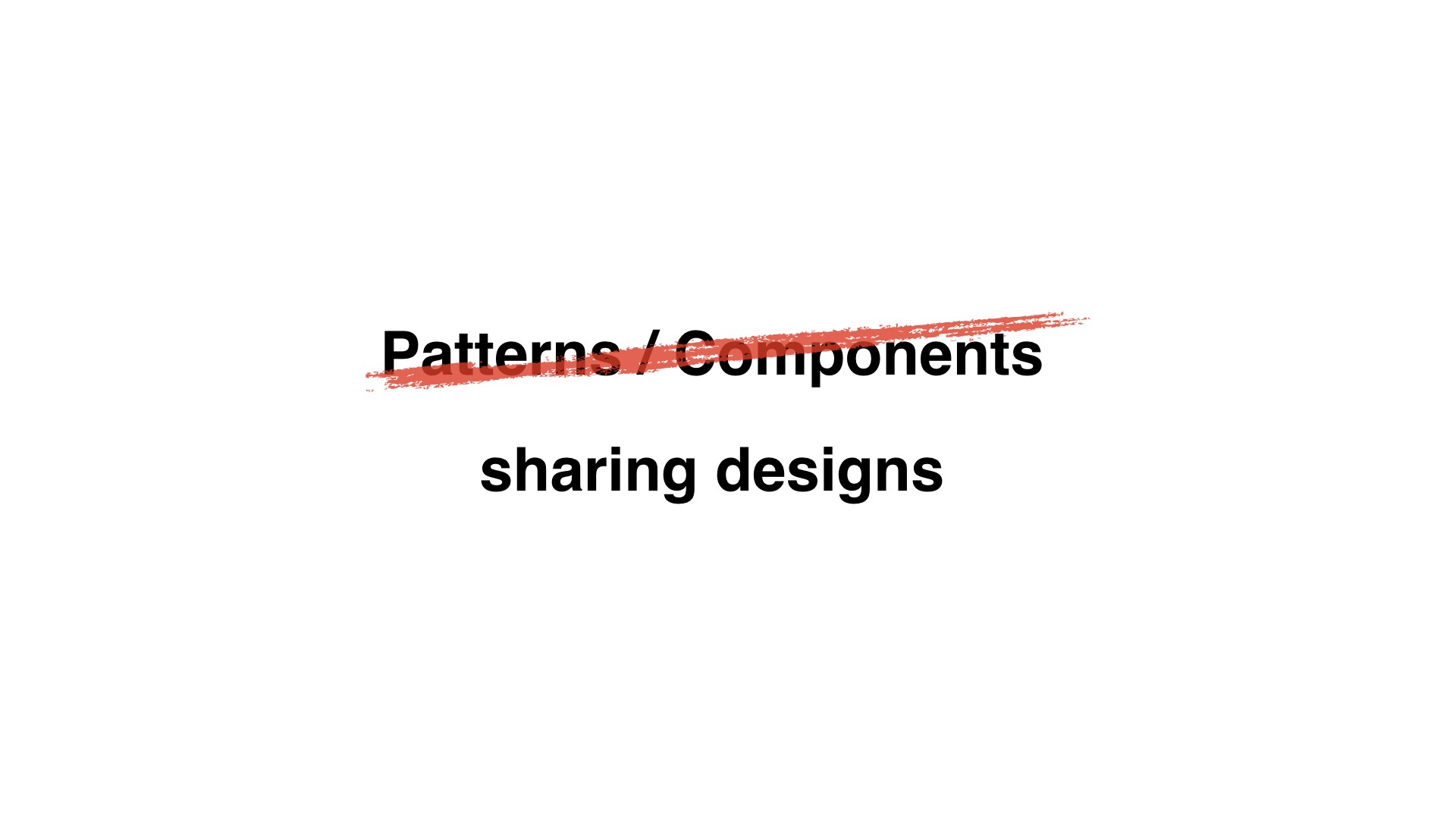 Slide: Today P̶a̶t̶t̶e̶r̶n̶s̶/̶C̶o̶m̶p̶o̶n̶e̶n̶t̶s̶ sharing designs
