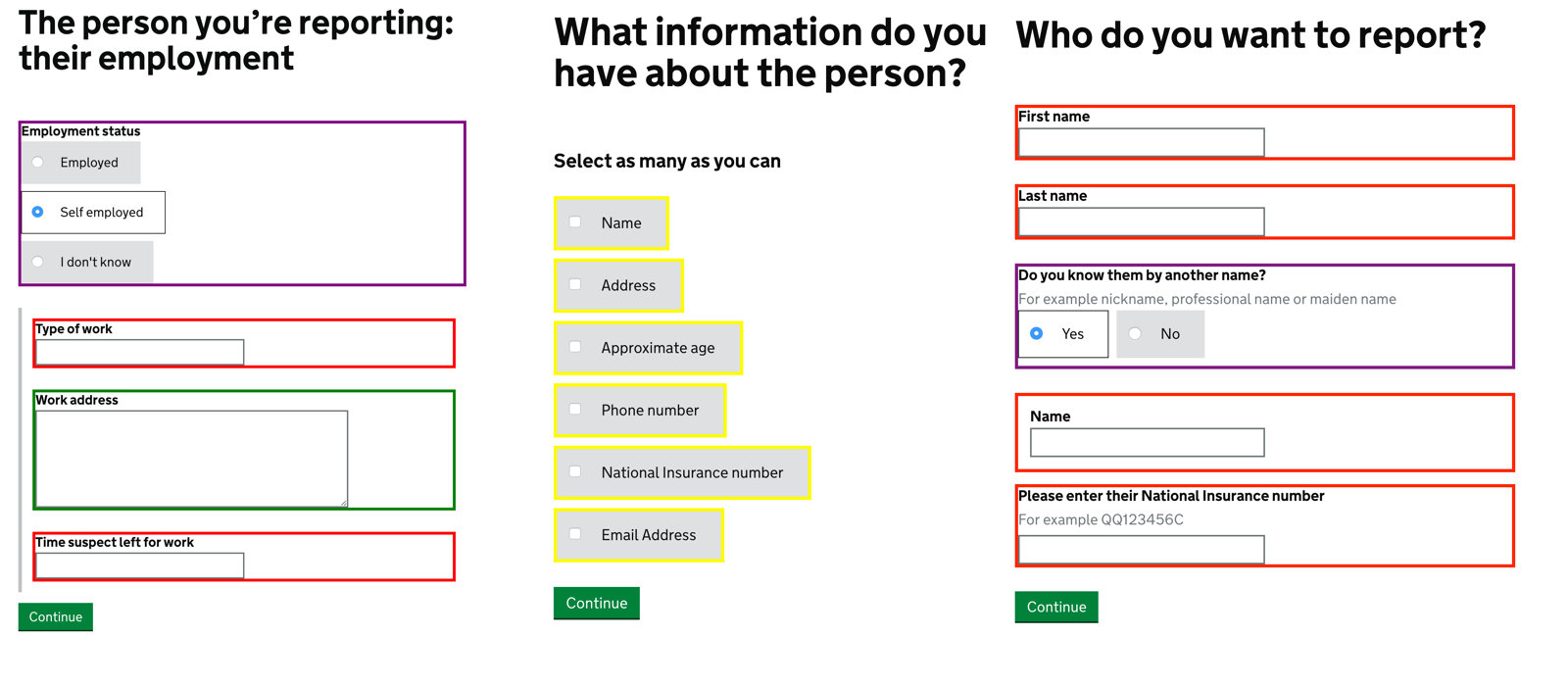 example pages from report benefit fraud service